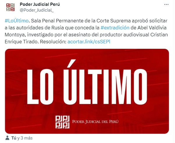 Crimen en Lince: PJ aprueba solicitar a Rusia extradición de Abel Valdivia 