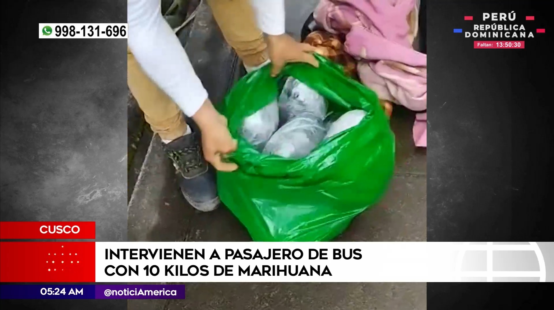 Pasajero con marihuana en Cusco. Foto: América Noticias