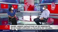 Daniel Urresti no se arrepiente de no haber apoyado la vacancia de Martín Vizcarra