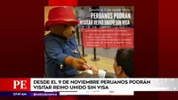 Desde el 9 de noviembre peruanos podrán visitar Reino Unido sin visa