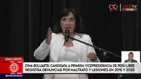 Dina Boluarte: Candidata a la primera vicepresidencia de Perú Libre registra denuncias por maltrato y lesiones en 2015 y 2020