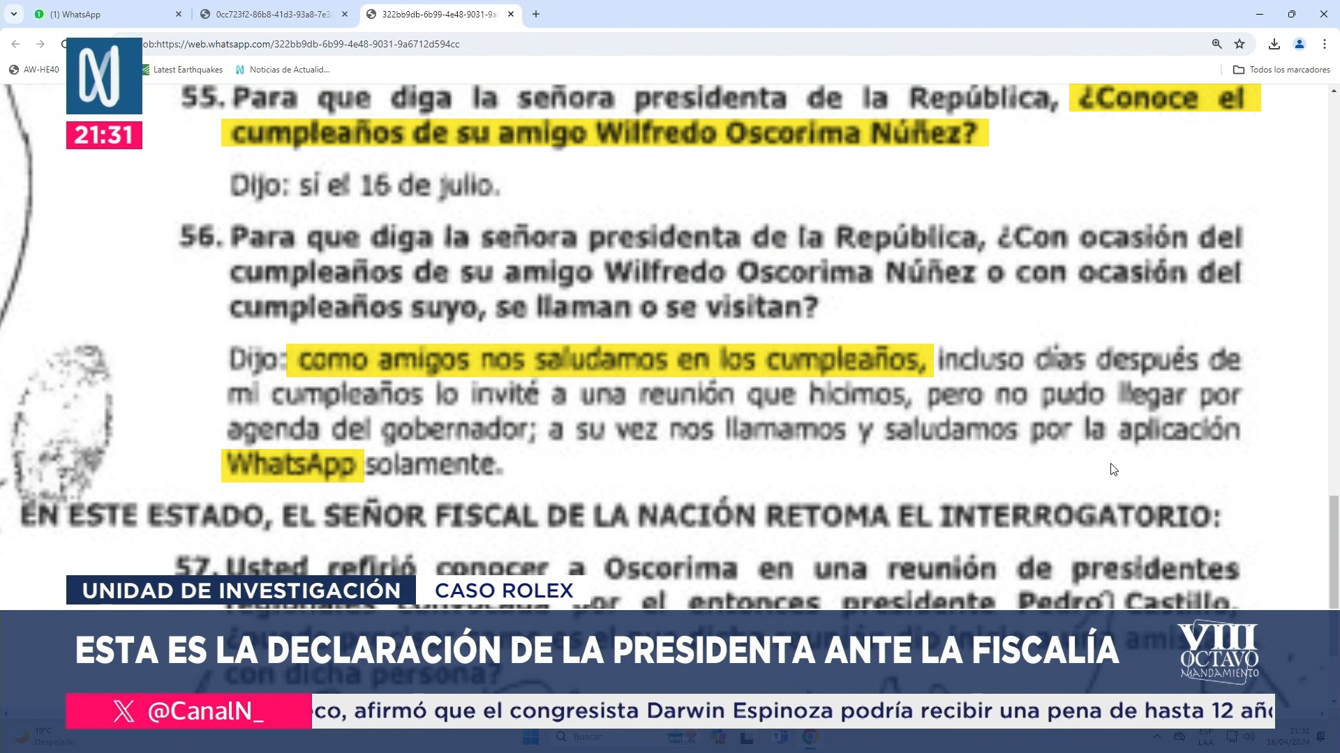 Dina Boluarte: Esta es la declaración de la presidenta ante la Fiscalía por el caso Rolex