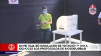 ONPE realizó simulacro de votación y dio a conocer los protocolos de bioseguridad