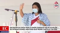 Encuentro en Chota: Fujimori consiguió más de un millón de interacciones, mientras que Castillo alcanzó 734 mil