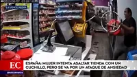 España: Mujer intentó asaltar tienda con un cuchillo pero sufrió un ataque de ansiedad