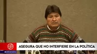 Evo Morales aseguró que no interfiere en la política nacional