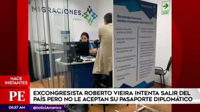 Excongresista Roberto Vieira intentó salir del país con pasaporte diplomático