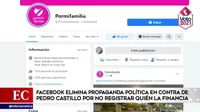 Facebook eliminó propaganda política en contra de Pedro Castillo por no registrar quién la financia