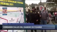 Fiestas Patrias: Cerrarán calles del Damero de Pizarro 