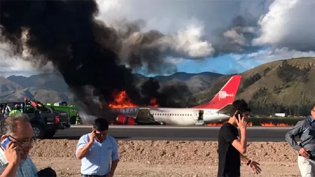 Avión de Peruvian Airlines se incendió en Jauja. Foto: rpp.pe