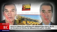 Fiscalía formaliza investigación preparatoria por el delito de colusión en contra de hermanos de Martín Vizcarra