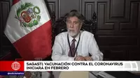 Francisco Sagasti: Vacunación contra el COVID-19 iniciará en febrero
