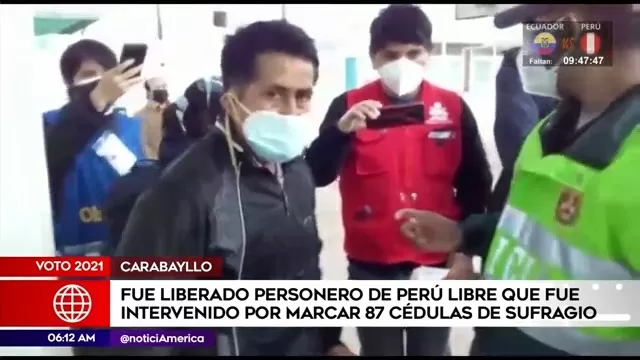 Fue liberado personero de Perú Libre que fue intervenido por marcar 87 cédulas de sufragio