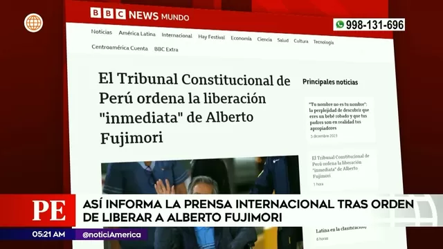 Fujimori: Prensa internacional informa sobre su liberación