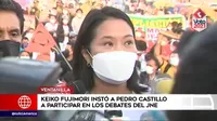 Keiko Fujimori instó a Pedro Castillo a participar en los debates del JNE