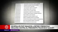 Generales PNP pasados a retiro presentan demanda contra el presidente Francisco Sagasti