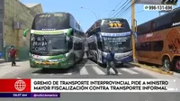 Gremio de transporte interprovincial anuncia paro este 16 de marzo