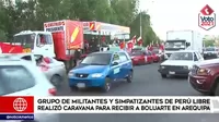 Arequipa: Grupo de militantes y simpatizantes de Perú Libre realizó caravana para recibir a Dina Boluarte