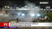 Grupo de simpatizantes de Pedro Castillo se enfrentó a policías