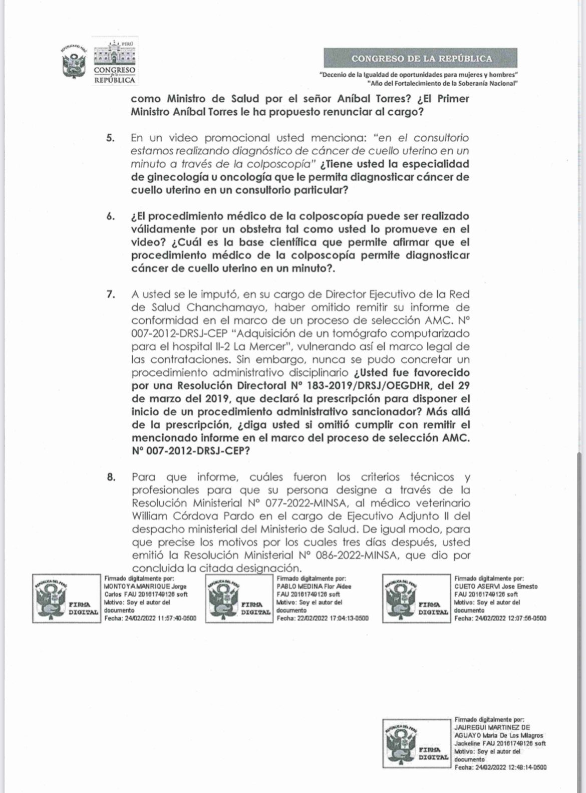 Hernán Condori: Presentan moción de interpelación contra ministro