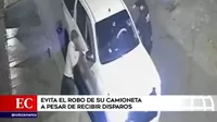 Hombre evita el robo de su camioneta a pesar de recibir disparos