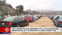 Largas filas en vacunación de personas de 54 y 55 años en la Costa Verde y en San Juan de Lurigancho