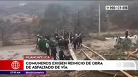 Huancavelica: Comuneros exigen reinicio de obra de asfalto de vía
