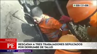 Huánuco: Rescatan a 3 trabajadores sepultados tras derrumbe de talud