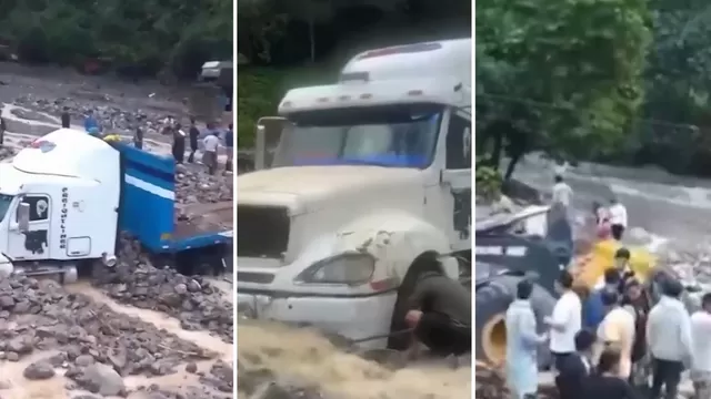 Huánuco: Vehículos de carga quedaron atrapados tras caída de huaico en carretera