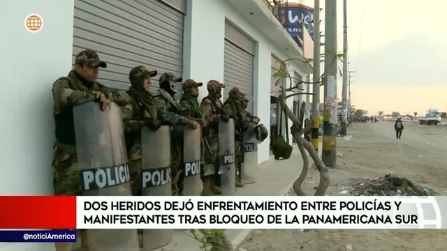 Ica: Dos heridos dejó enfrentamientos entre PNP y manifestantes en Panamericana Sur