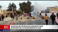 Ica: Cientos de vehículos varados tras bloqueo en la Panamericana Sur