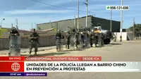 Ica: Unidades de la Policía llegan a Barrio Chino en prevención a protestas
