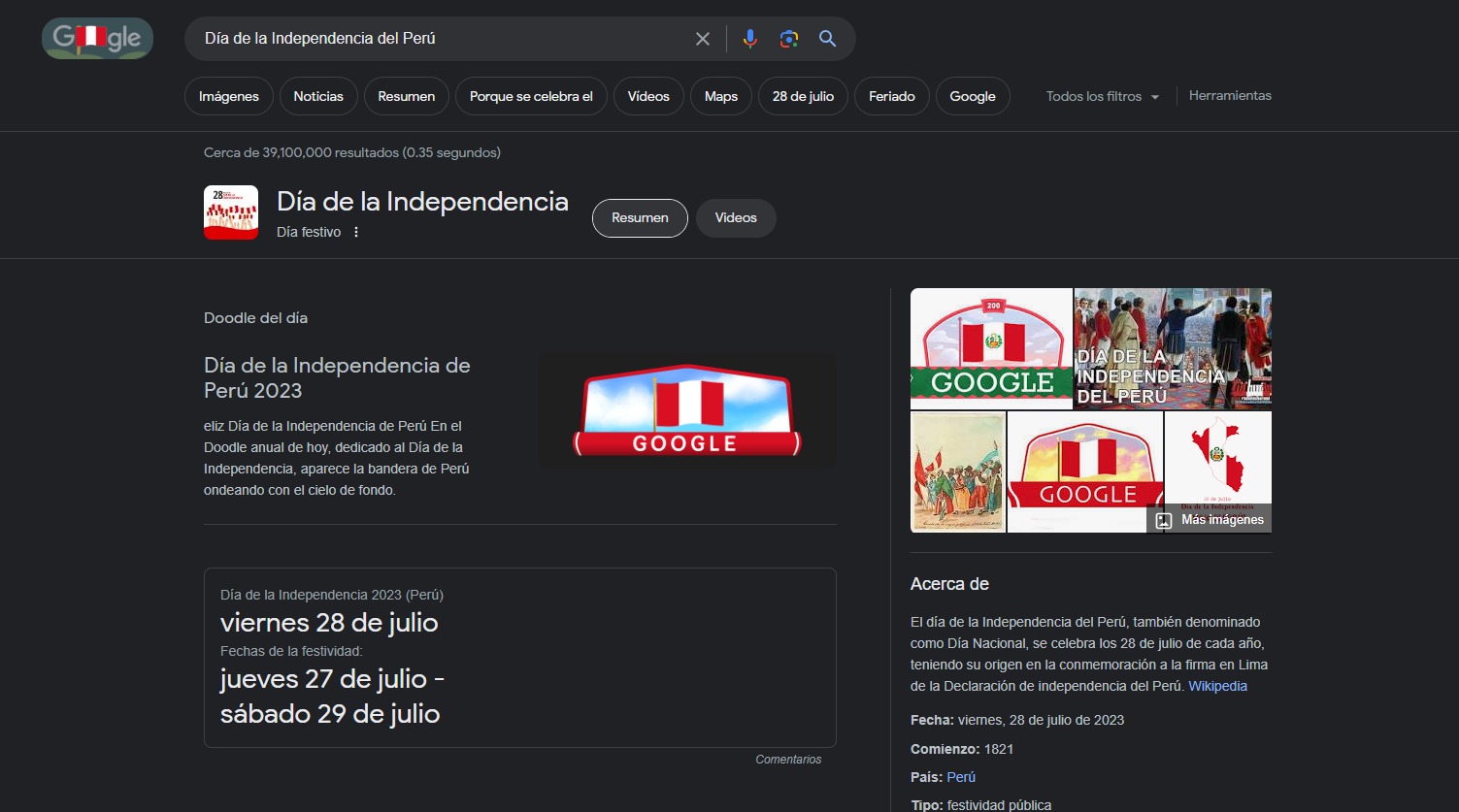 Independencia del Perú: Google dedica doodle a nuestras Fiestas Patrias