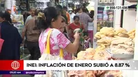 INEI: Inflación de enero subió a 8.87 %