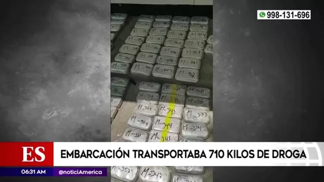 Intervienen embarcación que transportaba 710 kilos de droga