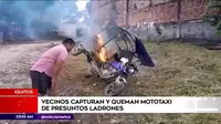 Iquitos: Vecinos capturaron y quemaron mototaxi de presuntos ladrones