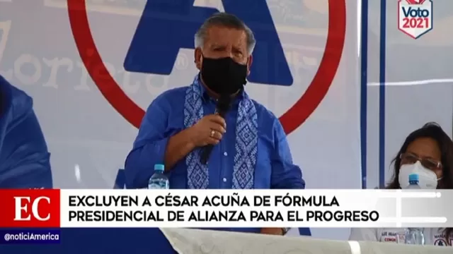 JEE excluye a César Acuña de la fórmula presidencial de APP