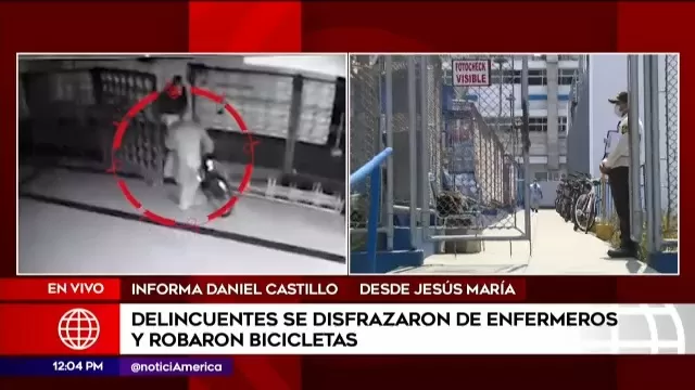 Jesús María: delincuentes se disfrazaron de enfermeros y robaron bicicletas en el interior del Hospital Rebagliati