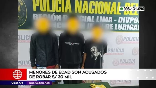 Jicamarca: Menores de edad son acusados de robar 30 mil soles