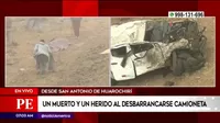 Jicamarca: un muerto y un herido tras caída de camioneta