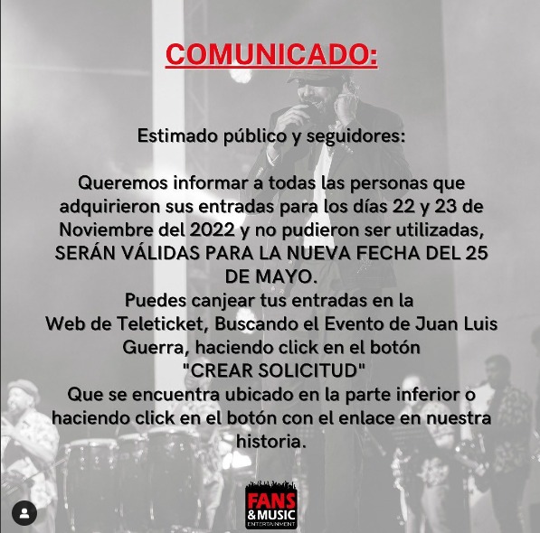 Juan Luis Guerra: Fans que no ingresaron a shows en el 2022 pueden solicitar reembolso