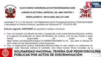 JEE dispone que Solidaridad Nacional se disculpe con Julio Arbizu por acto de discriminación