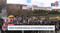 Cusco: Lanzaron agua, botellas y cáscaras de fruta a Keiko Fujimori en plaza de Armas