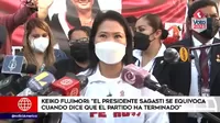 Keiko Fujimori: "El presidente Sagasti se equivoca cuando afirma que el partido ha terminado"