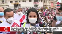 Keiko Fujimori negó que la elección de la plaza San Martín para su cierre de campaña sea una provocación
