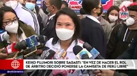 Keiko Fujimori sobre Sagasti: "En vez de hacer el rol de árbitro decidió ponerse la camiseta de Perú Libre"