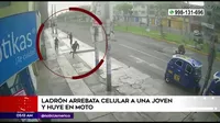 Ladrón arrebató celular a una joven y huyó en moto en Los Olivos