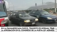 Ica: Tránsito en Panamericana Sur se presenta con normalidad