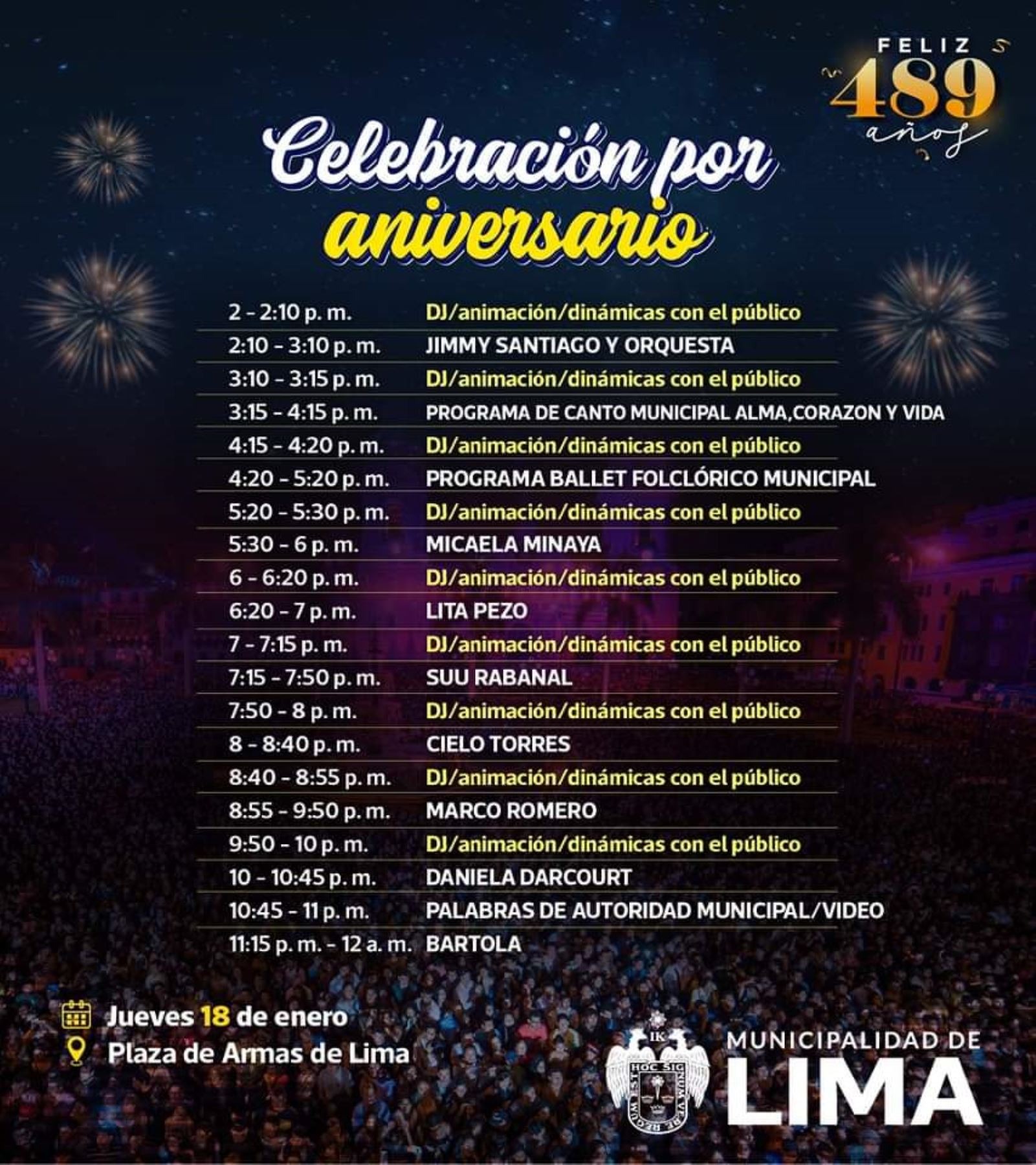 Actividades para el aniversario de Lima