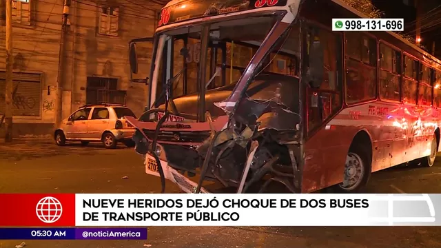 Lince: Nueve heridos tras choque de dos buses de transporte público